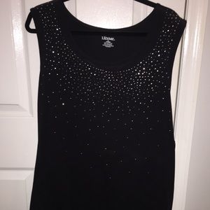 Black tank with decorative beaded front